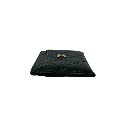 Chanel CC Logo Caviar Leather Card Case Black — view 5