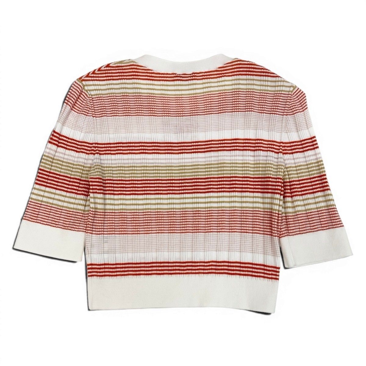 Chanel CC Logo Crew Neck Short Sleeve Summer Knit Border Pattern 36 Multicolor — view 3