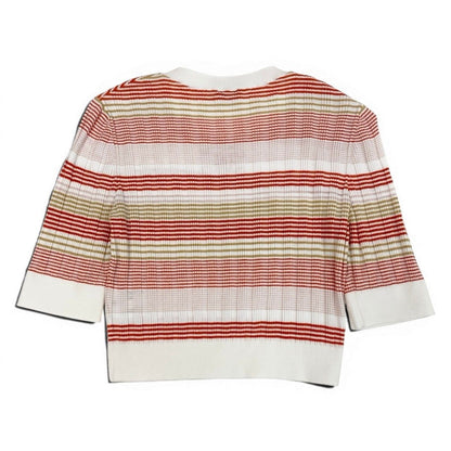 Chanel CC Logo Crew Neck Short Sleeve Summer Knit Border Pattern 36 Multicolor — view 3