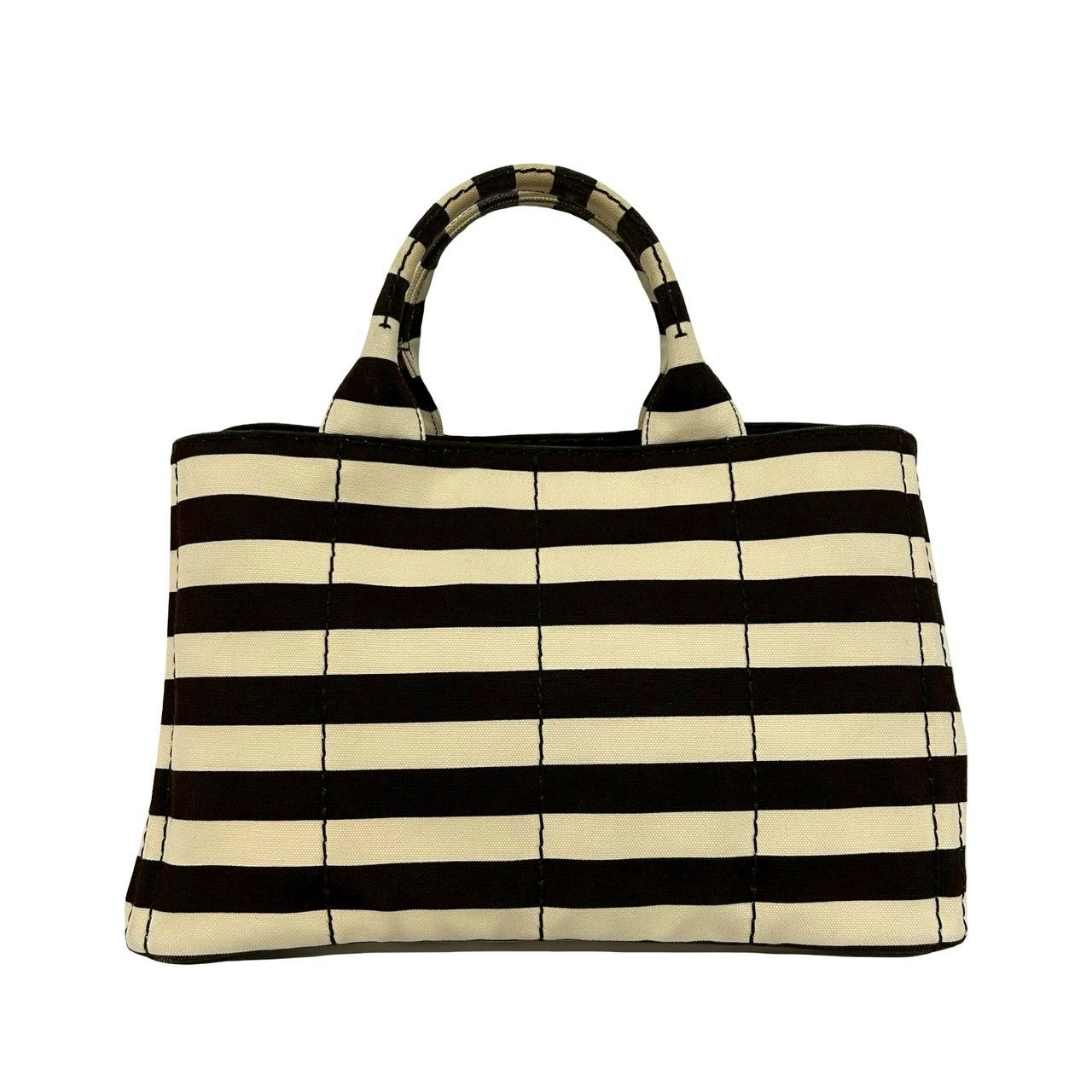 Prada Canapa Triangle Logo Border Canvas 2-Way Tote Shoulder — view 3