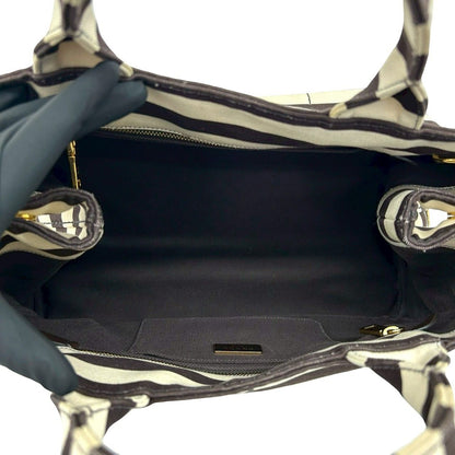 Prada Canapa Triangle Logo Border Canvas 2-Way Tote Shoulder — view 9