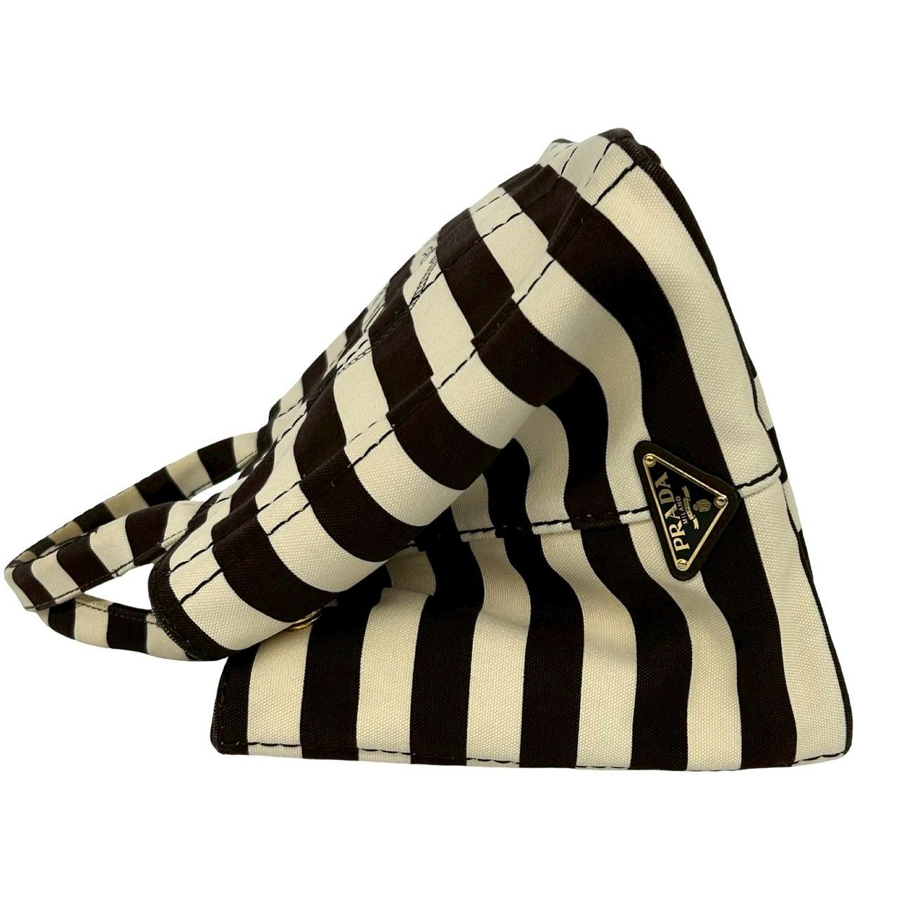 Prada Canapa Triangle Logo Border Canvas 2-Way Tote Shoulder — view 5