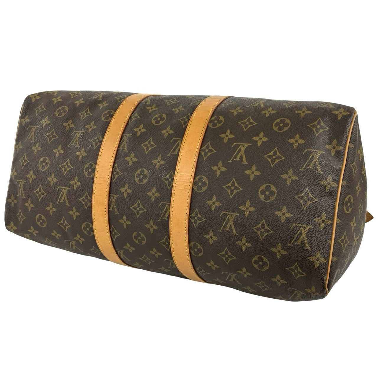Louis Vuitton Keepall 45 Monogram Leather Boston Bag Brown with Lock — view 8