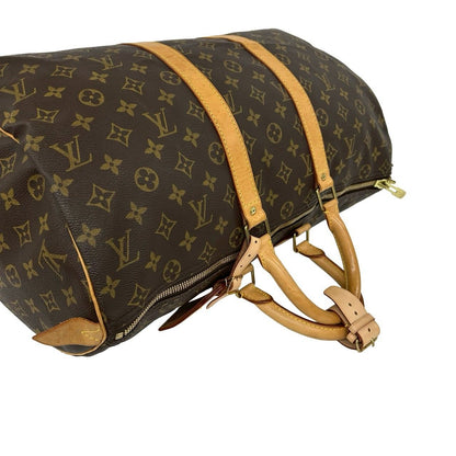 Louis Vuitton Keepall 45 Monogram Leather Boston Bag Brown with Lock — view 4