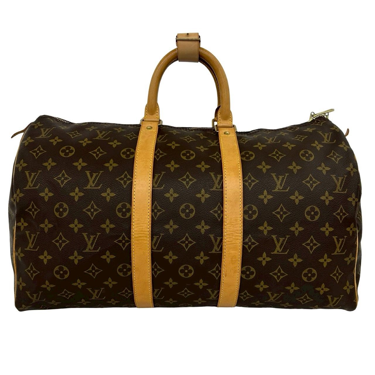 Louis Vuitton Keepall 45 Monogram Leather Boston Bag Brown with Lock — view 3