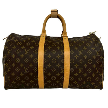 Louis Vuitton Keepall 45 Monogram Leather Boston Bag Brown with Lock — view 3