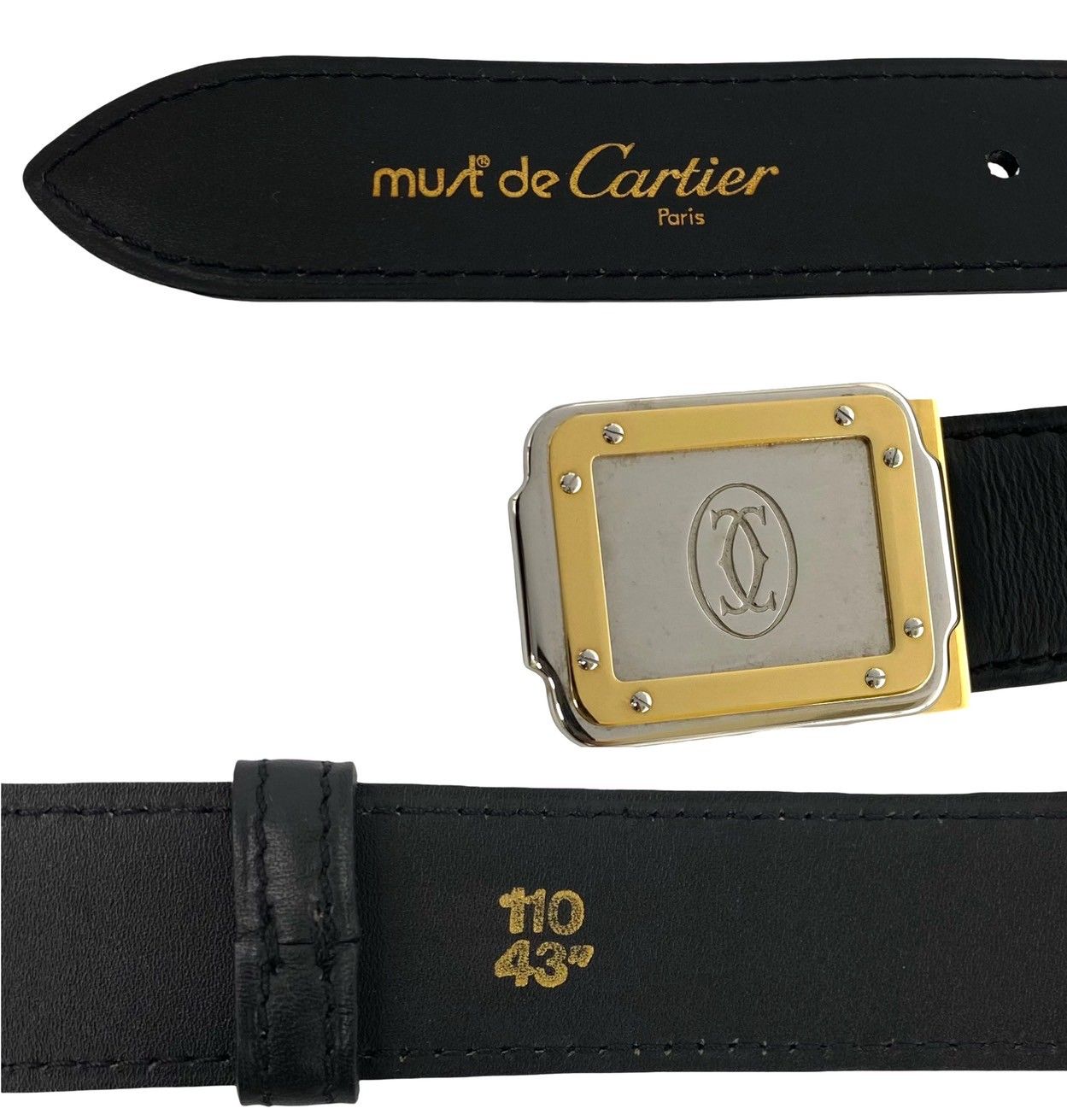 Cartier Must Line Logo Buckle Leather Belt Black — view 2