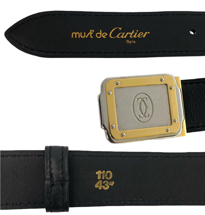 Cartier Must Line Logo Buckle Leather Belt Black — view 2
