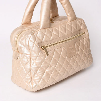 Chanel Coco Cocoon Handbag CC Logo Nylon Beige Bordeaux Gold — view 3