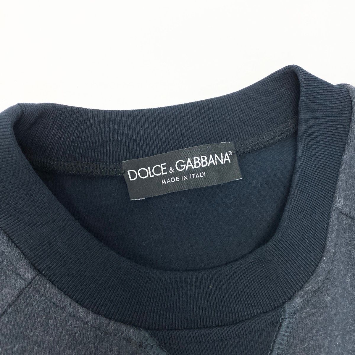 Dolce & Gabbana Sweatshirt Crew Neck Pullover Logo Plate 44 Navy Cotton — view 8