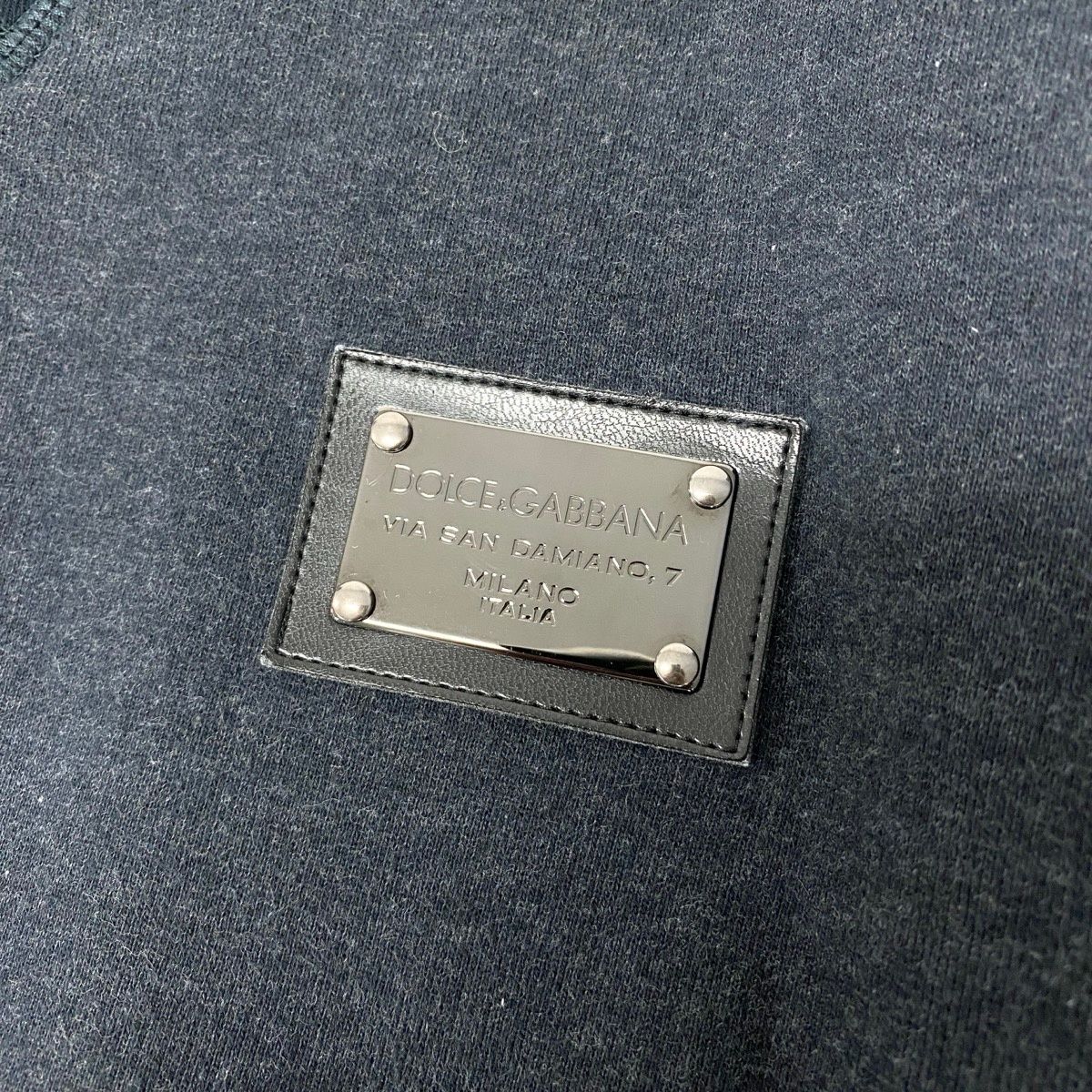 Dolce & Gabbana Sweatshirt Crew Neck Pullover Logo Plate 44 Navy Cotton — view 6