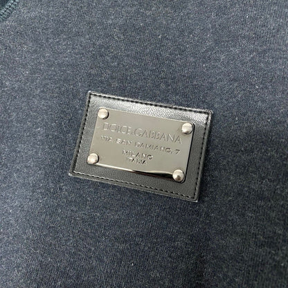 Dolce & Gabbana Sweatshirt Crew Neck Pullover Logo Plate 44 Navy Cotton — view 6