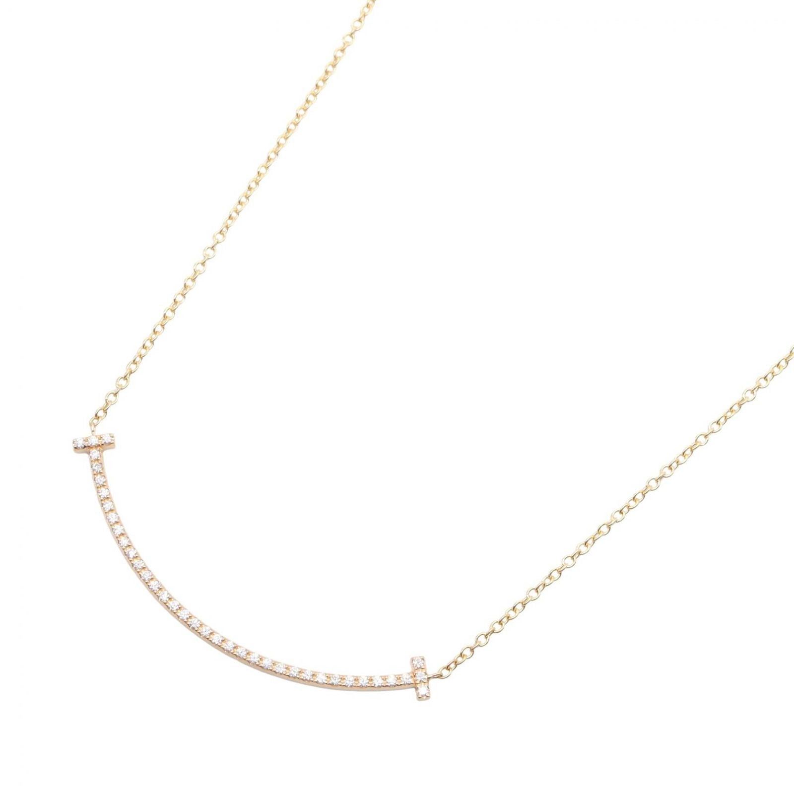 Tiffany & Co Necklace T Smile Small Diamond 36.5 cm 18k Pink Gold