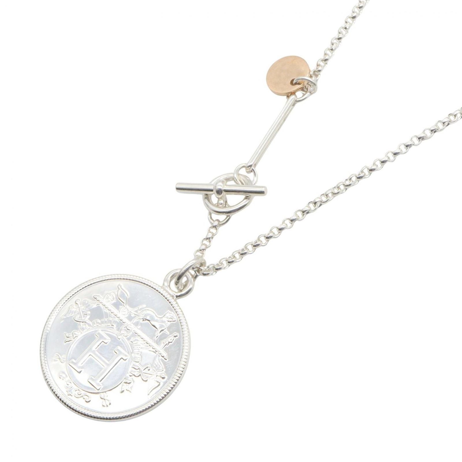 Hermes Necklace Exlibris 43.5 90 cm 18k Pink Gold 925 Sterling Silver