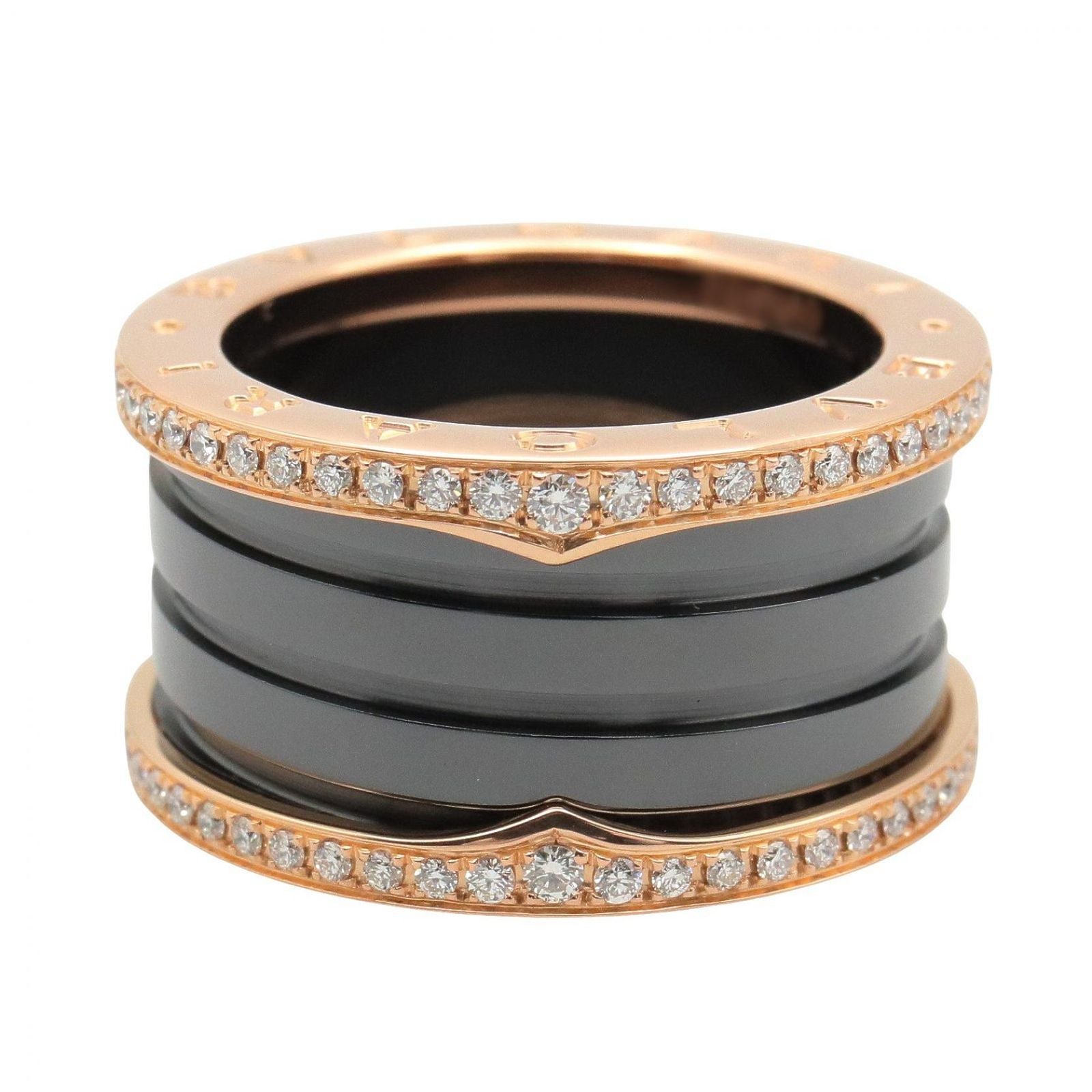 Bvlgari Ring Band Diamond Ceramic 18k Pink Gold — view 3