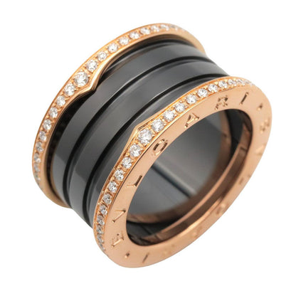Bvlgari Ring Band Diamond Ceramic 18k Pink Gold