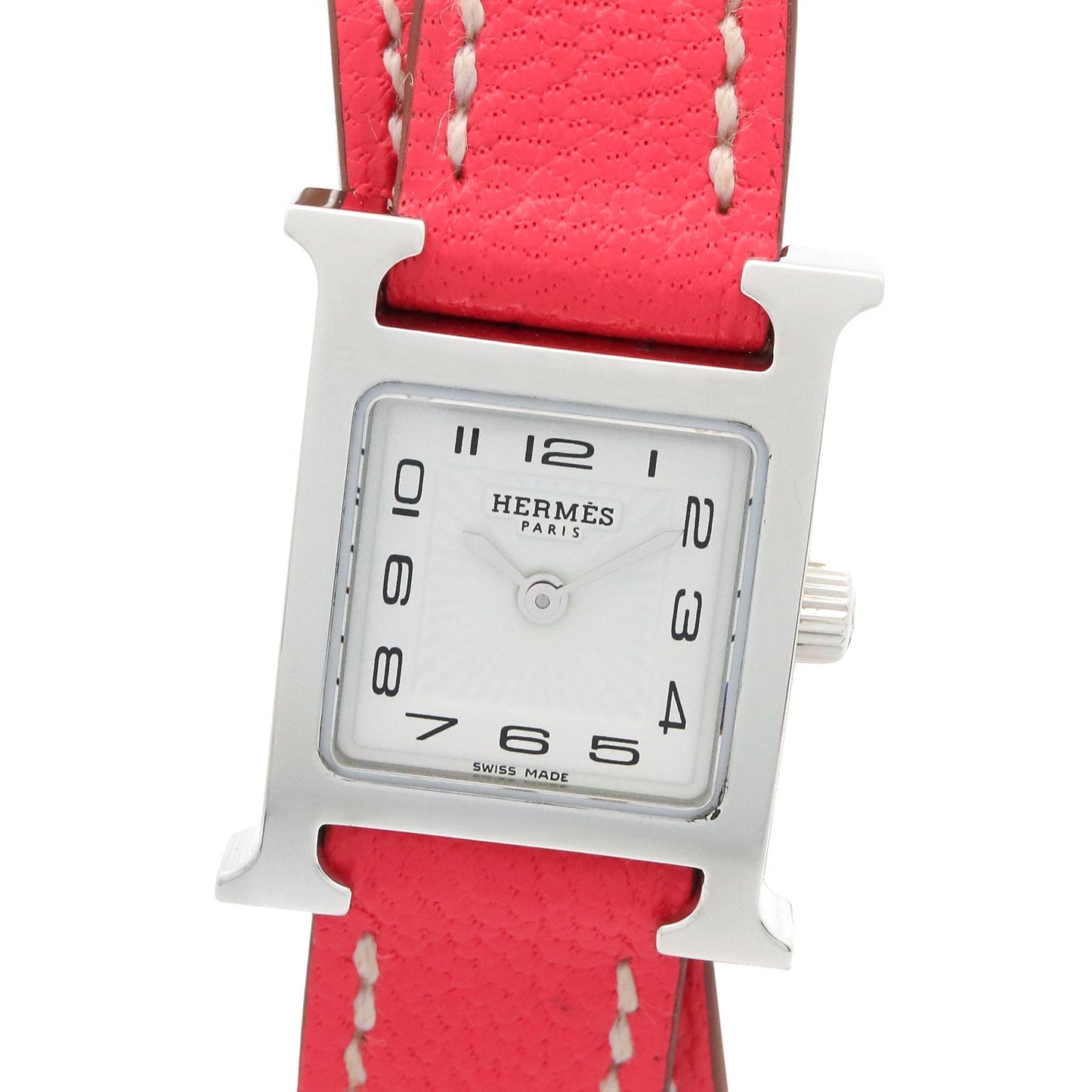 Hermes Watch Mini Double Tour White Stainless Steel Leather
