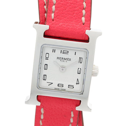 Hermes Watch Mini Double Tour White Stainless Steel Leather