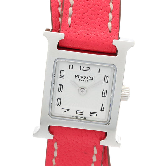 Hermes Watch Mini Double Tour White Stainless Steel Leather