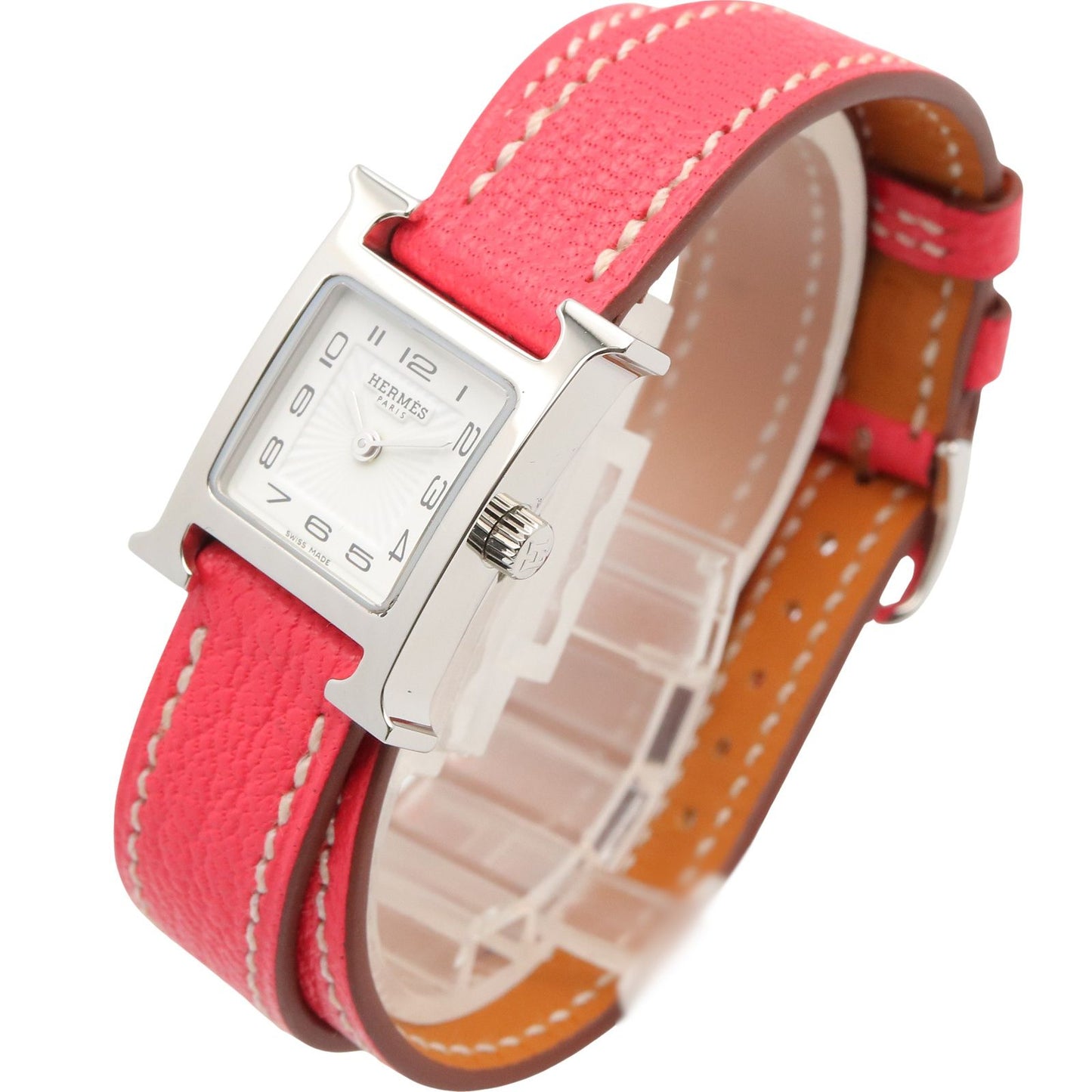 Hermes Watch Mini Double Tour White Stainless Steel Leather — view 2