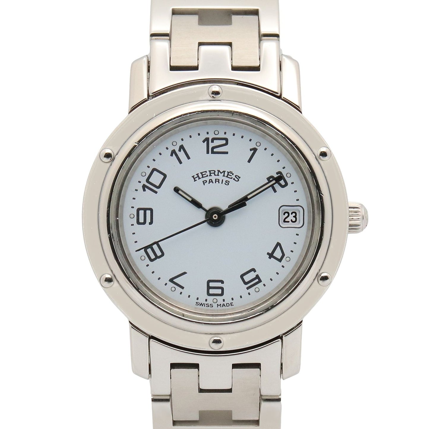 Hermes Watch Clipper White Stainless Steel