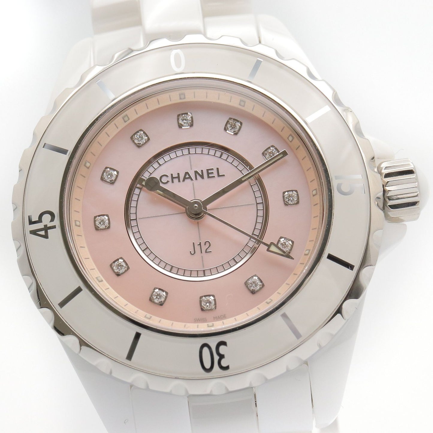 Chanel Watch Diamond Pink Shell Ceramic — view 3