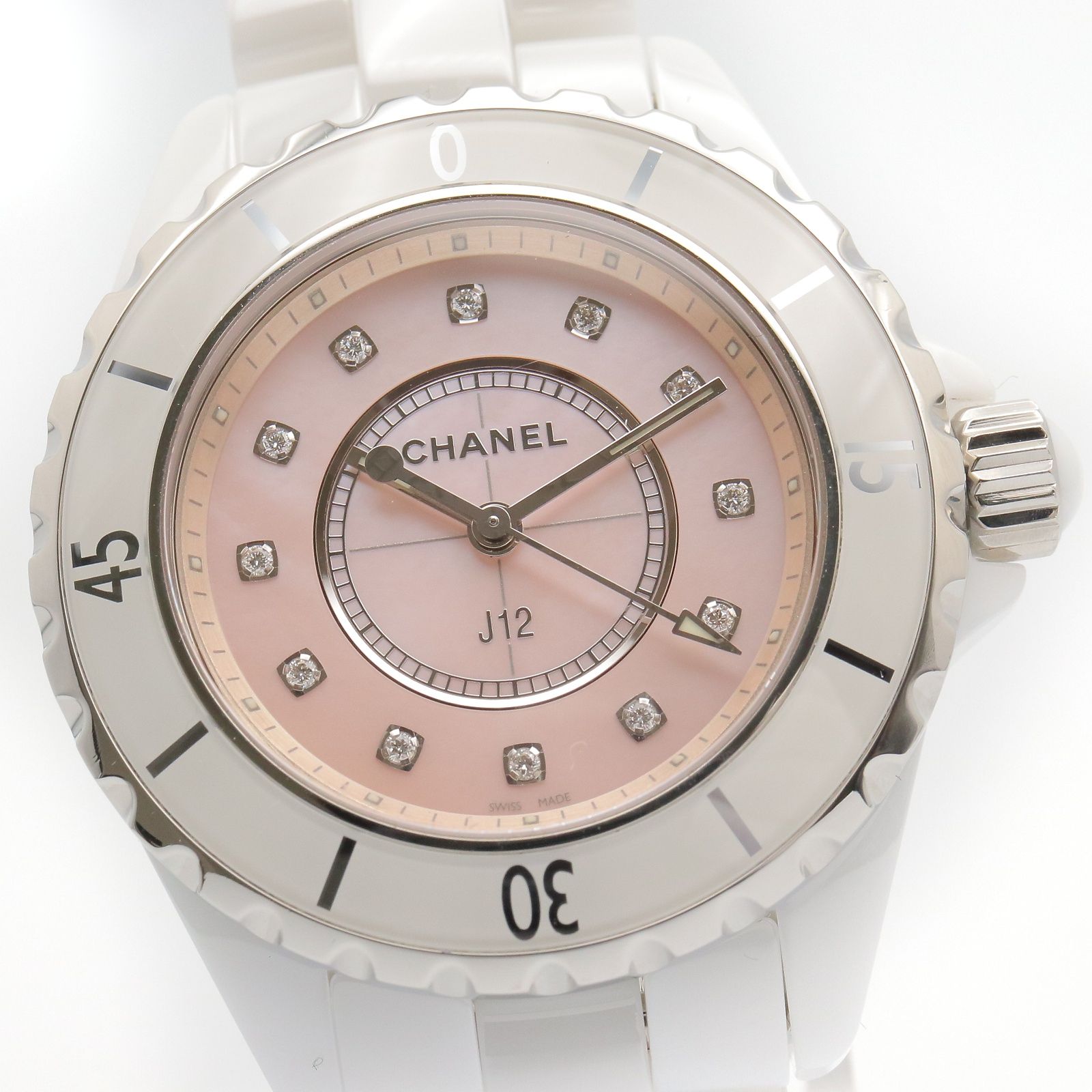 Chanel Watch Diamond Pink Shell Ceramic — view 3