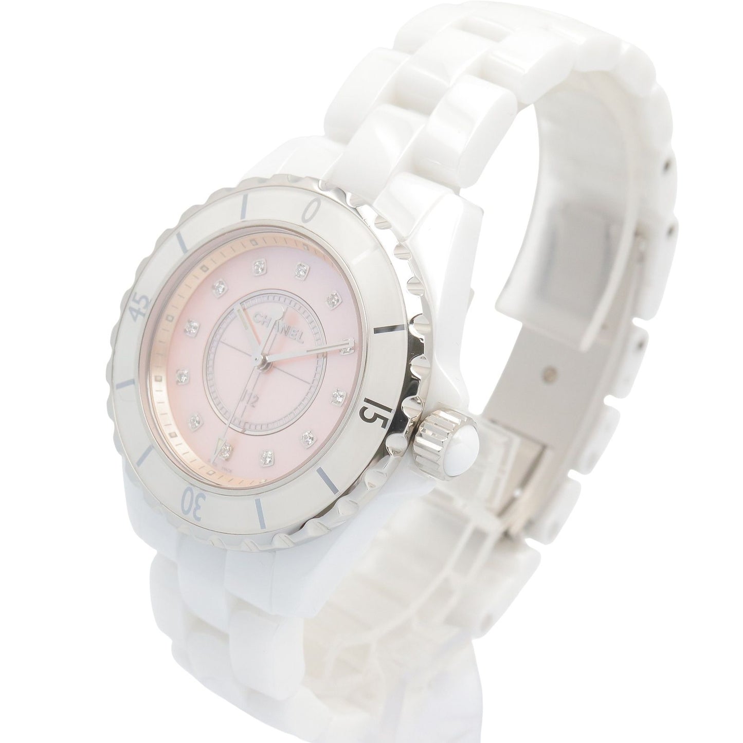 Chanel Watch Diamond Pink Shell Ceramic — view 2
