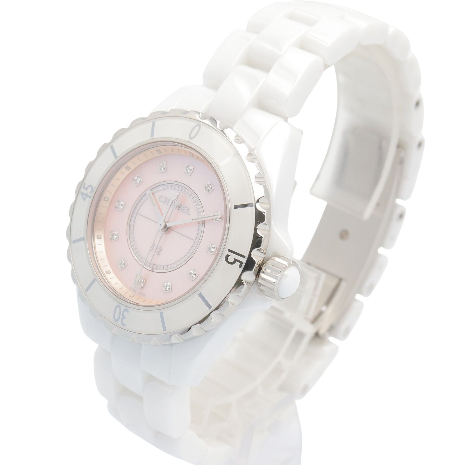Chanel Watch Diamond Pink Shell Ceramic — view 2
