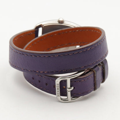 Hermes Watch Capecod Tonneau Double Tour White Stainless Steel Leather Belt — view 5