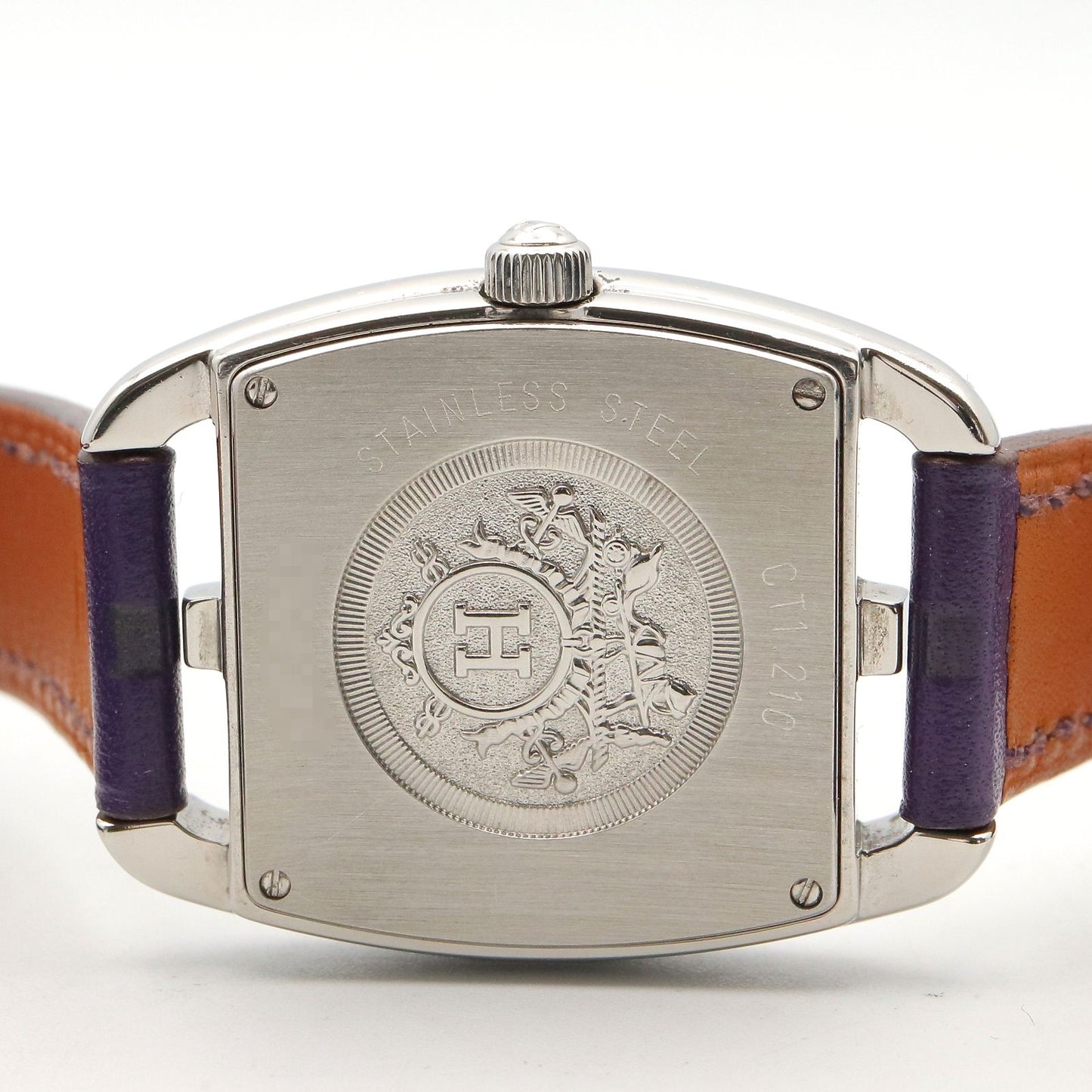 Hermes Watch Capecod Tonneau Double Tour White Stainless Steel Leather Belt — view 6