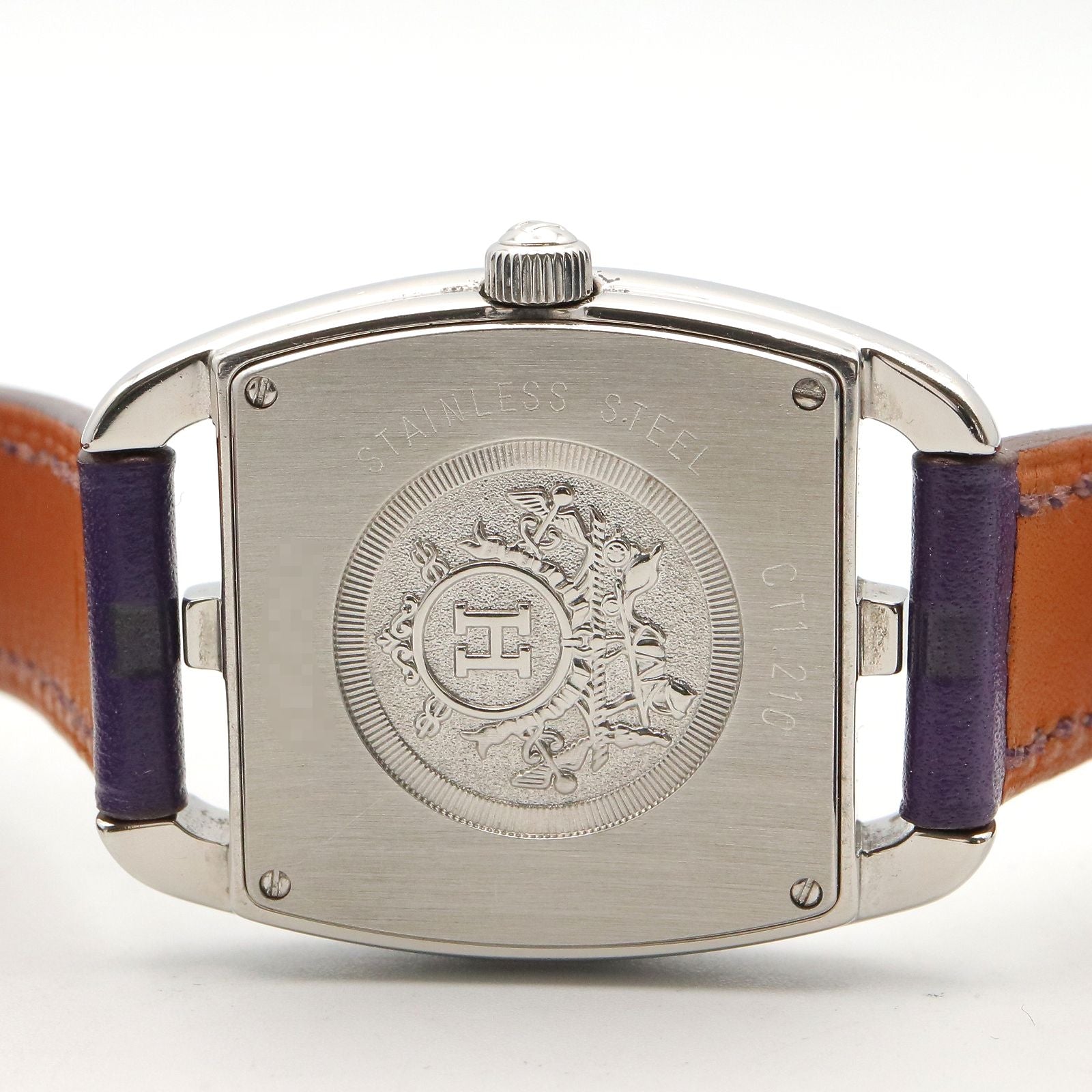 Hermes Watch Capecod Tonneau Double Tour White Stainless Steel Leather Belt — view 6