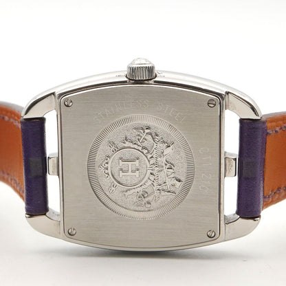 Hermes Watch Capecod Tonneau Double Tour White Stainless Steel Leather Belt — view 6
