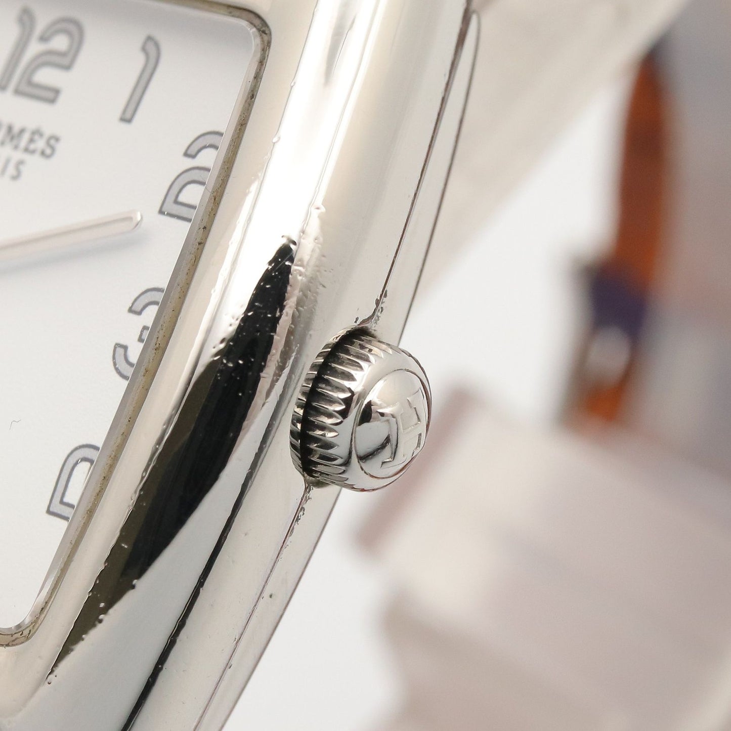 Hermes Watch Capecod Tonneau Double Tour White Stainless Steel Leather Belt — view 7
