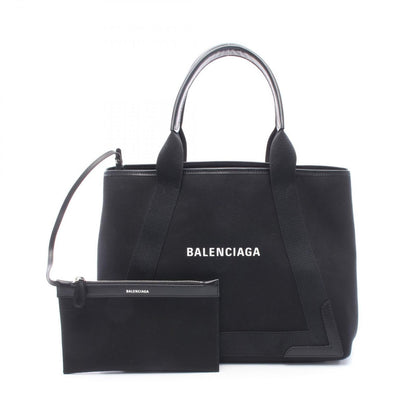 Balenciaga Tote Navy Cabas New M Black Canvas Leather