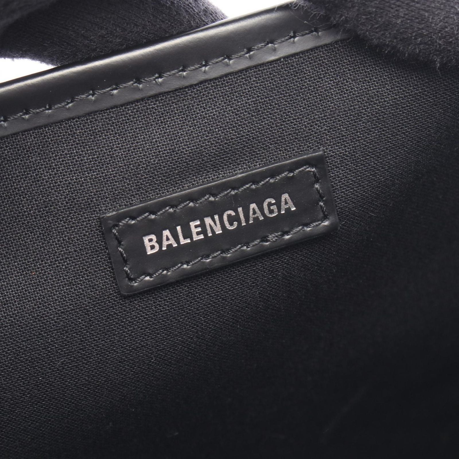 Balenciaga Tote Navy Cabas New M Black Canvas Leather — view 4