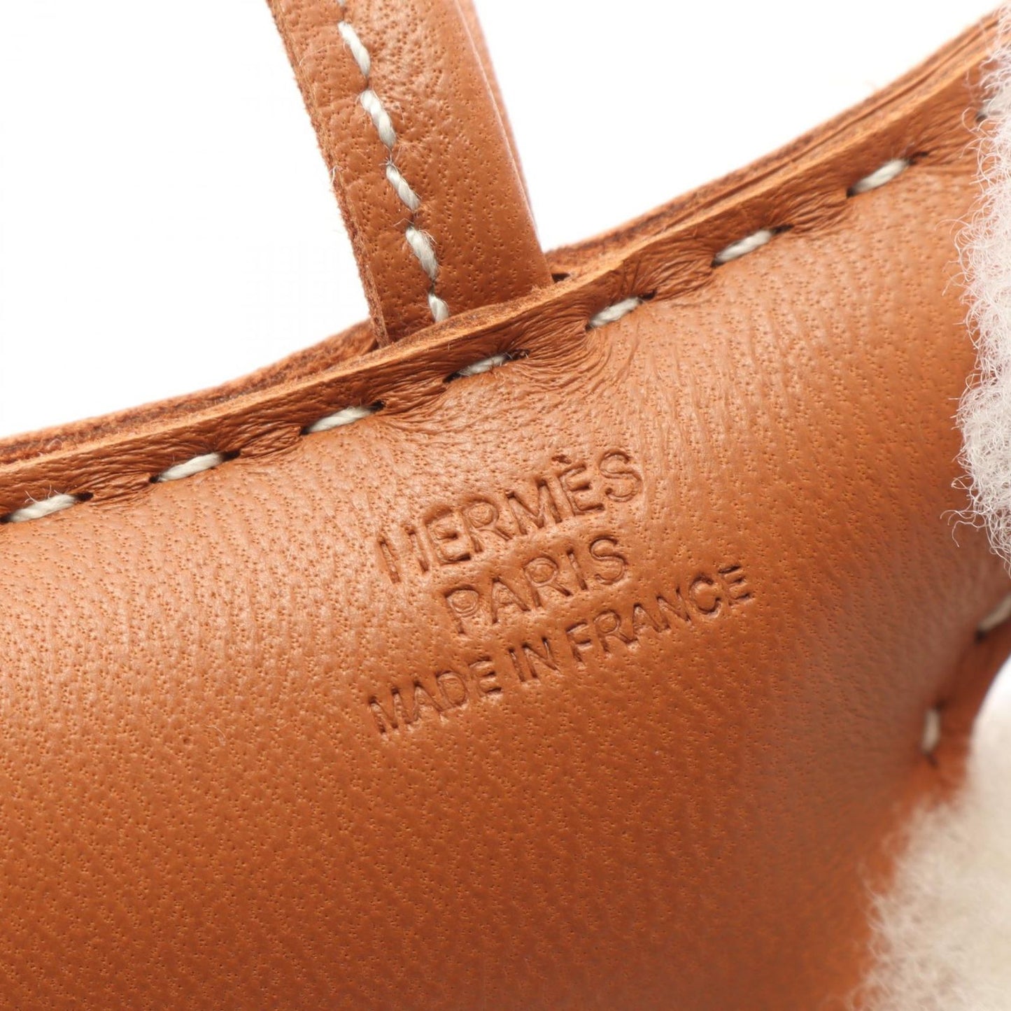 Hermes Charm Buddy Gold White Shearling Keychain — view 3