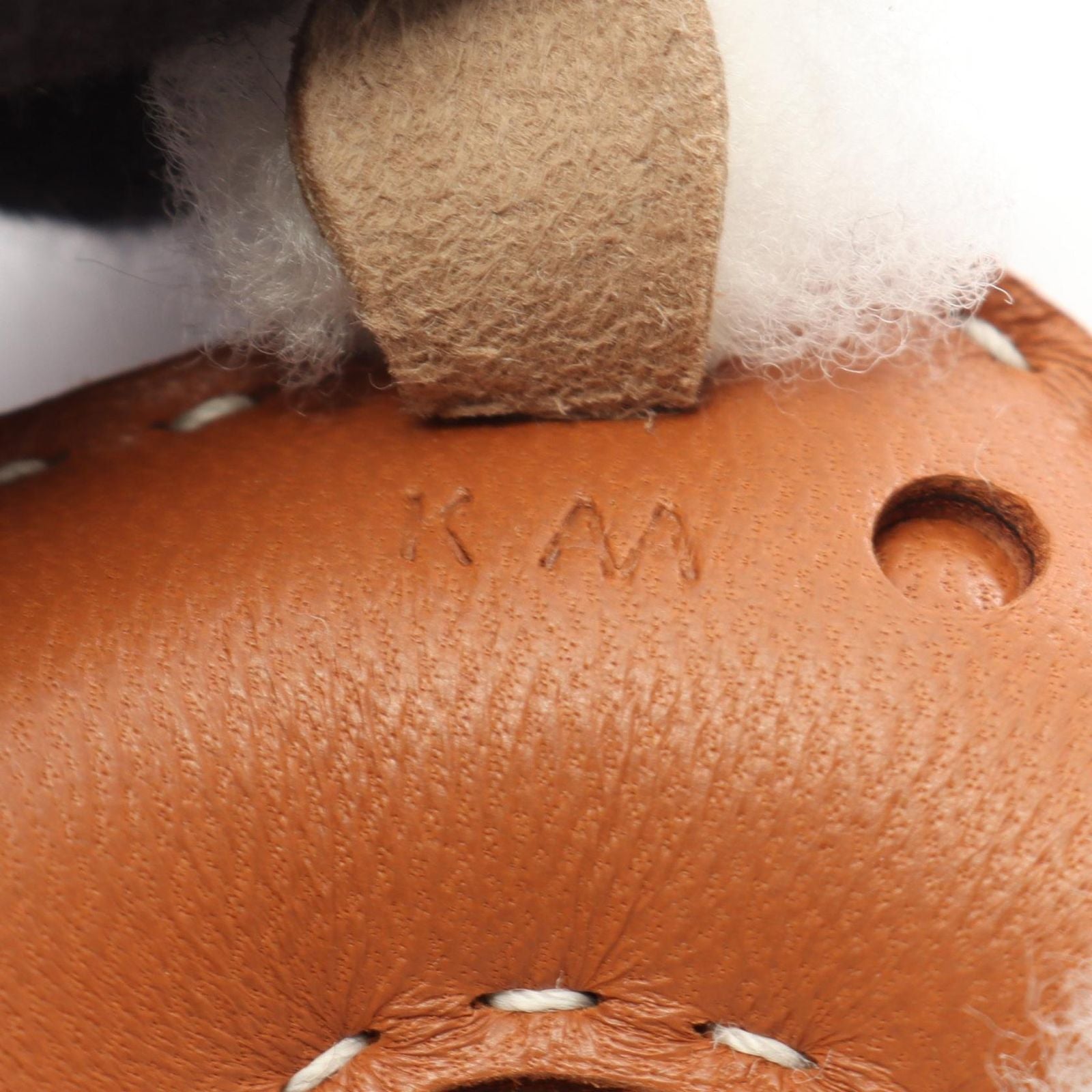 Hermes Charm Buddy Gold White Shearling Keychain — view 4
