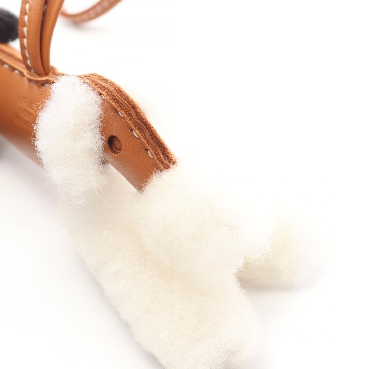 Hermes Charm Buddy Gold White Shearling Keychain — view 6