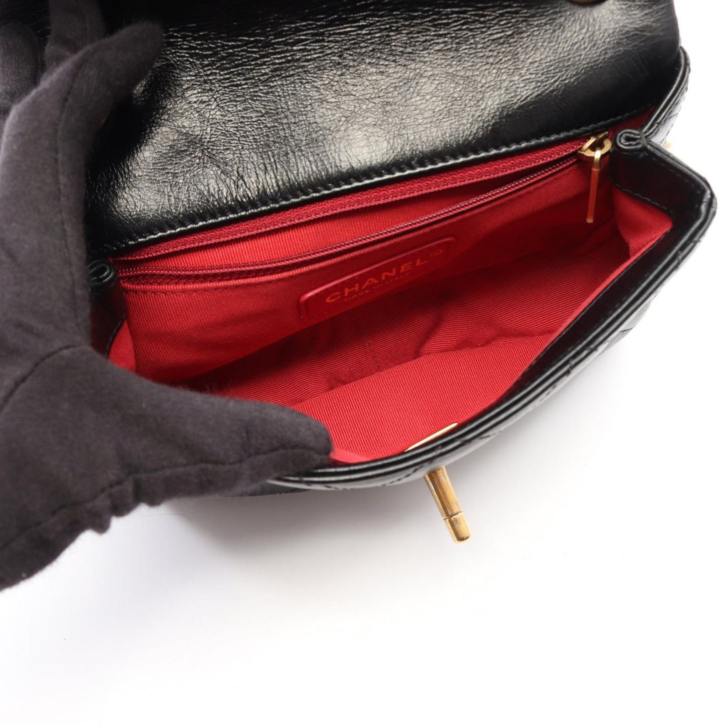 Chanel Shoulder Bag Quilted Black Leather Small Flap Chain — view 3