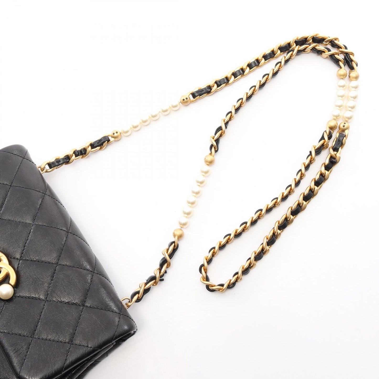 Chanel Shoulder Bag Quilted Black Leather Small Flap Chain — view 7