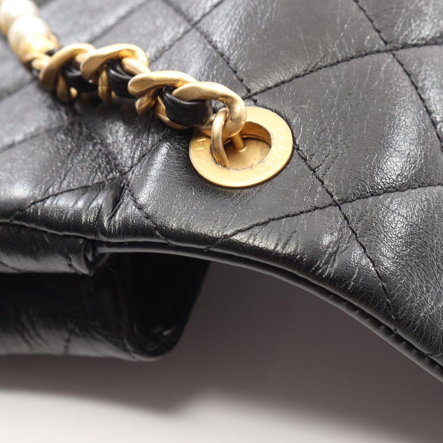 Chanel Shoulder Bag Quilted Black Leather Small Flap Chain — view 6