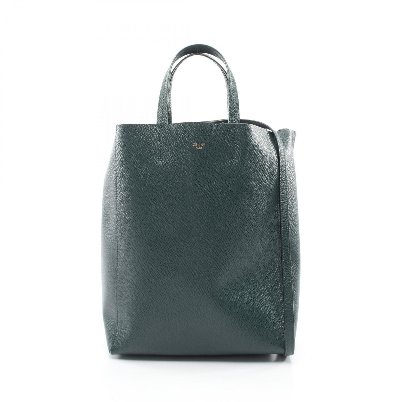 Celine Tote Vertical Small Cover 2-Way Green Leather