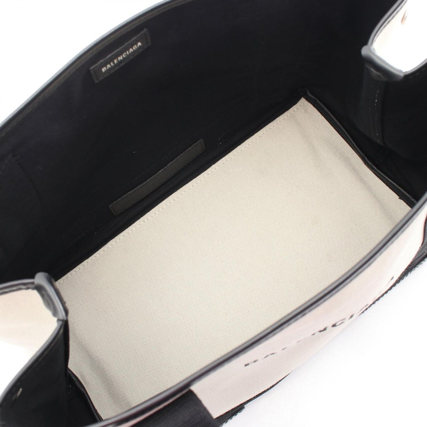 Balenciaga Tote Navy Cabas S Natural Black Canvas Leather — view 3