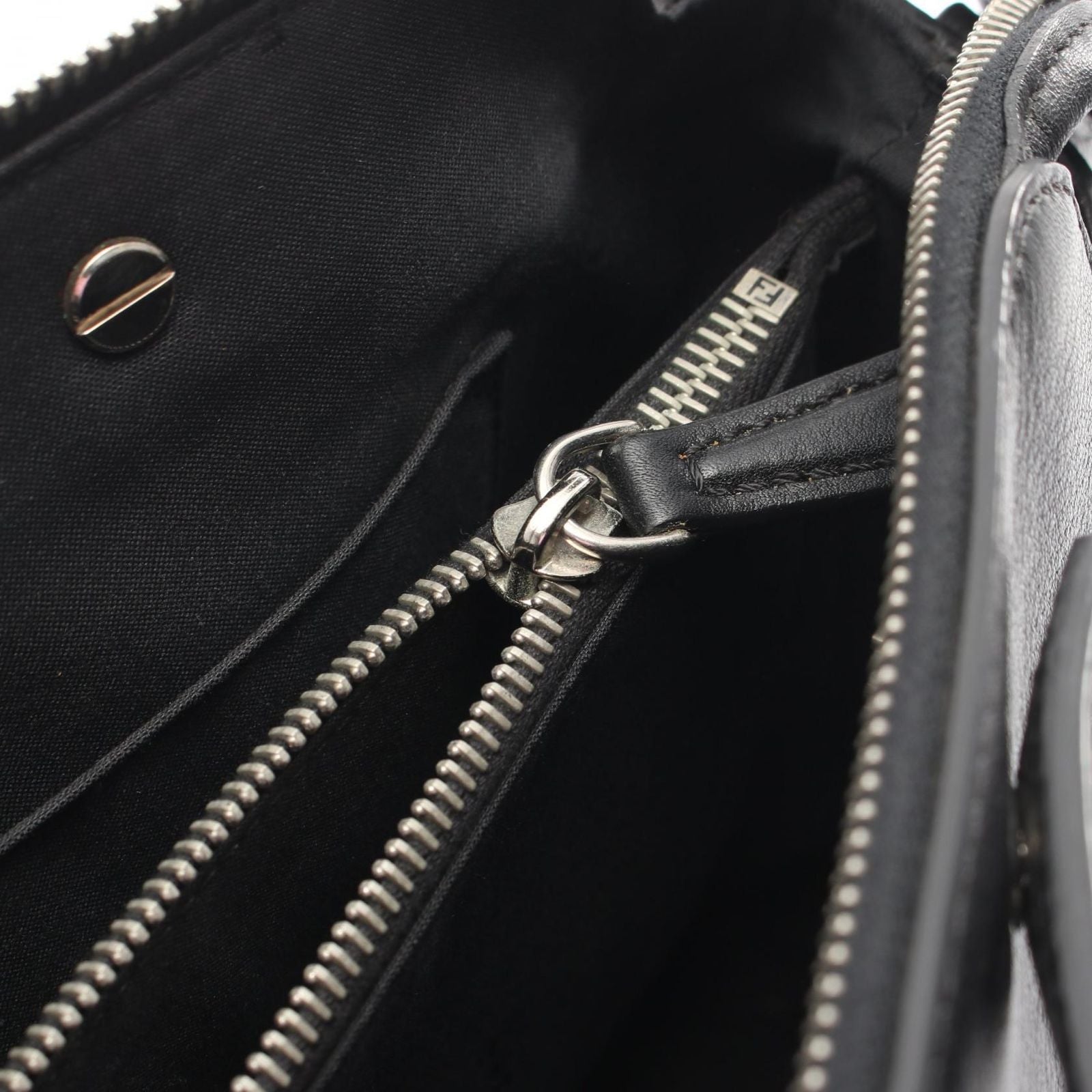 Fendi Handbag 2-Way Black Leather Visor Way Large — view 7