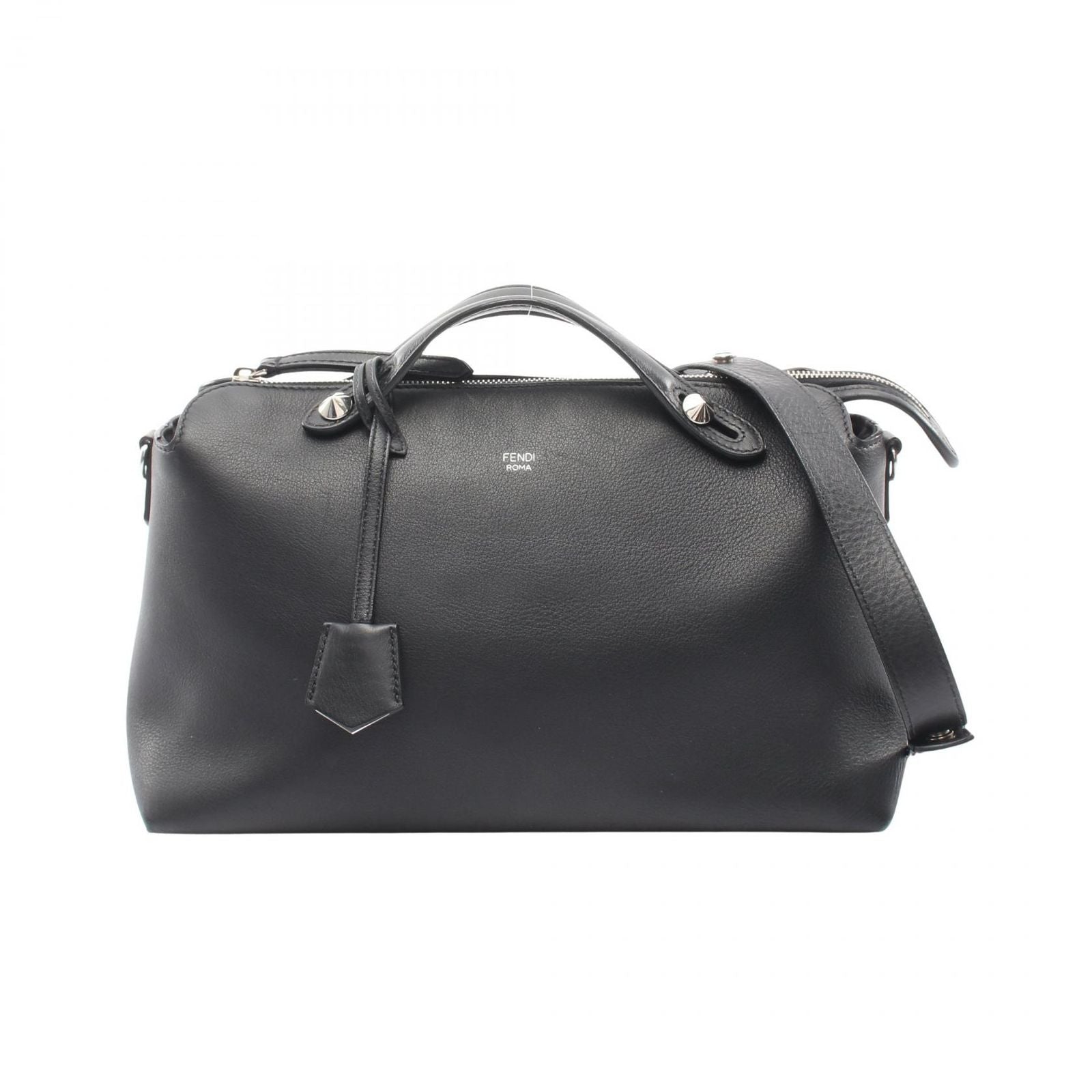 Fendi Handbag 2-Way Black Leather Visor Way Large