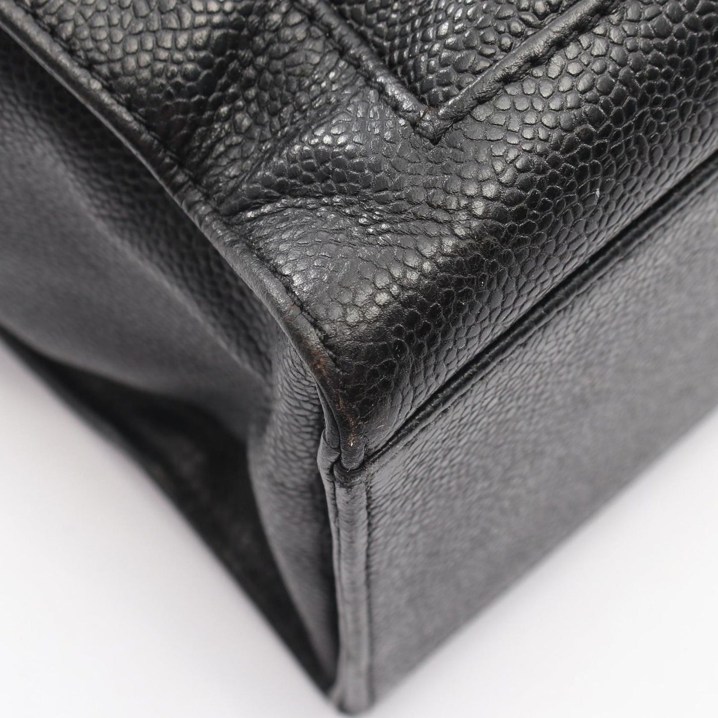 Chanel Tote CC Logo Turnlock Black Caviar Leather Shoulder — view 6