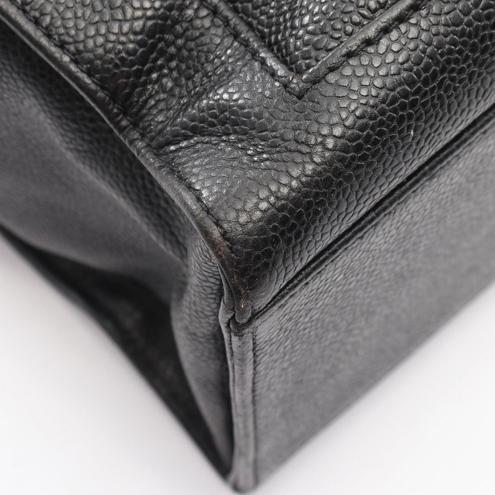 Chanel Tote CC Logo Turnlock Black Caviar Leather Shoulder — view 6