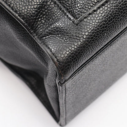 Chanel Tote CC Logo Turnlock Black Caviar Leather Shoulder — view 6