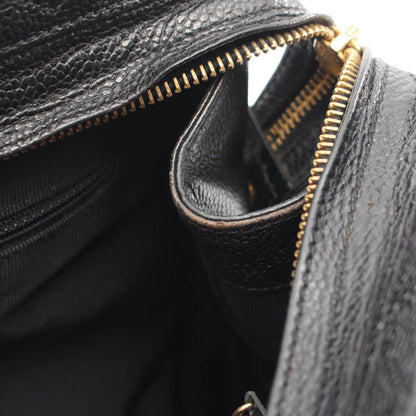 Chanel Tote CC Logo Turnlock Black Caviar Leather Shoulder — view 9